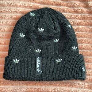 Adidas Black Knit Beanie with White Trefoil Logos